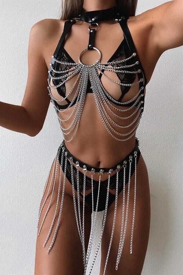 Arias Closet Zincirli Alt Üst Fantezi Set