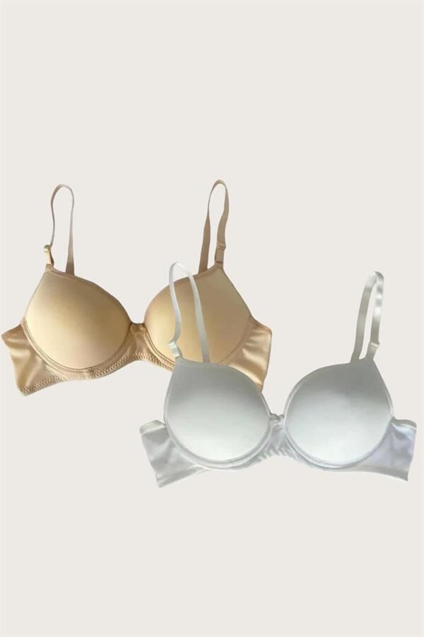 Arias Closet Ten-Beyaz 2'li Mikro Kumaş Push Up Dolgulu Balenli Günlük Destekli Sütyen
