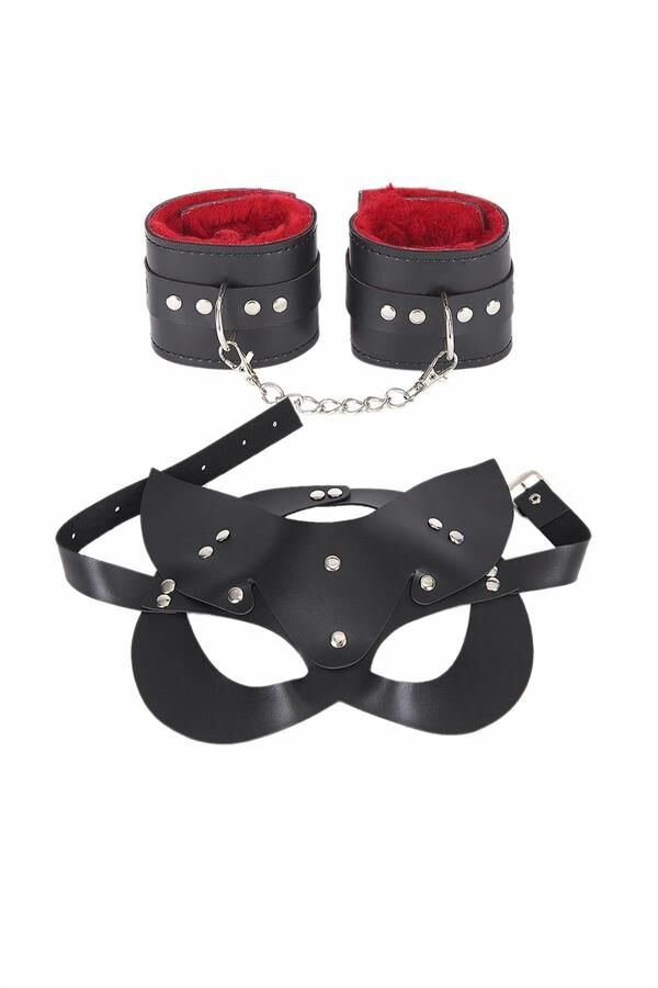 Arias Closet Maske Ve Kelepçe Deri Harness Fantezi Set