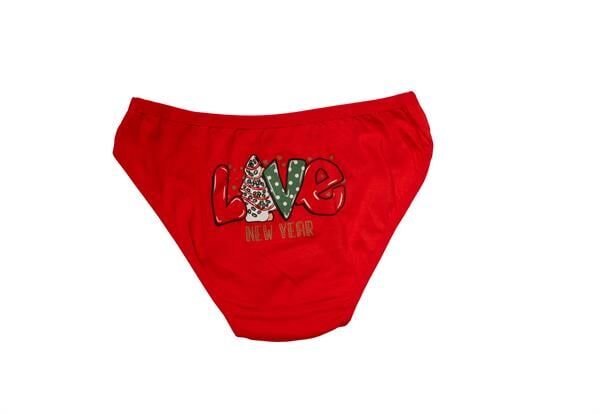Arias Closet Kırmızı Yılbaşı Desenli Love New Year Pamuklu Külot